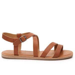 LUCKY BRAND Brown Leather Strappy Flat Sandals
